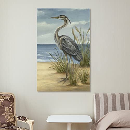 Heron Wall Art Great Egret Wall Art Seaside Bird Wall Art Rice Shore Wall Art Canvas Posters Prints Picture For Living Room Bedroom Office Kitchen Decor 24X36Inch(60X90Cm) Frame-Style #TOP6