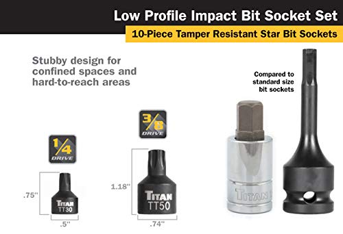 Clé à choc et embouts torx inviolables Titan 16143 pour espace restreint - 5