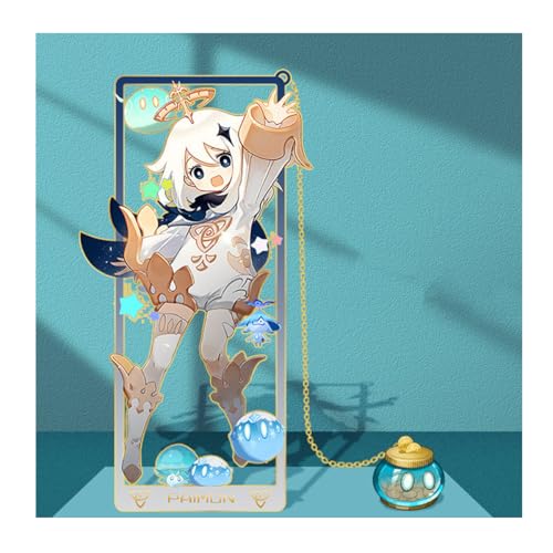 原神 しおり げんしん ブックマーク 黄銅製 栞 Genshin Impact デコレーション 透かし風 可愛い 萌え おしゃれ マーカー アソートブック 周辺 贈り物 プレゼント 誕生日 チェーン付き (パイモン(派蒙))