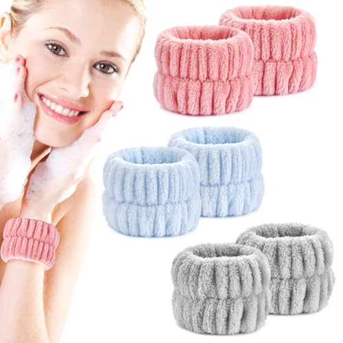 Wykodra 6pcs Wrist Bands for Washing Face, Absorbent Face Wash Wristbands, Arm Water Guards, Microfiber Spa Wash Band for Girls Prevent Water from Spilling Down Your Arms