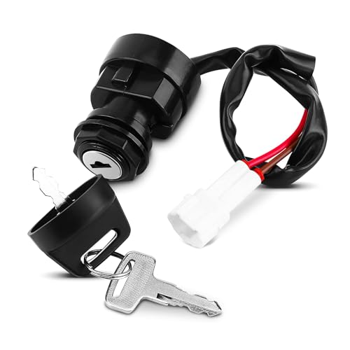 2 Pin Universal Motorcycle Ignition Starter Switch, ATV Key Ignition Switch for YFM 350 Bruin 660R 700R Raptor 350X Warrior
