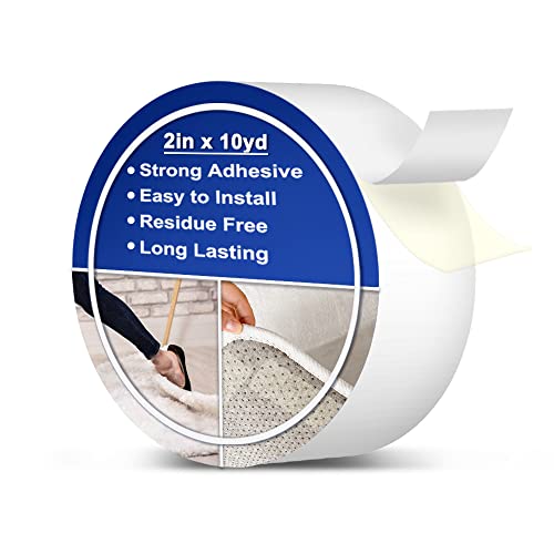 Qingbei Rina Double Sided Carpet Tape For Area Rugs Carpets 2 Inch X 10 Yards Strong Adhesive Rug Tape Hardwood Floor Laminate Removable Residue Free Heavy Duty Stickers Grip Tape For Stair Tread #TOP24