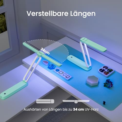 Resiners UV Licht für Harz, Wiederaufladbares UV Licht, 3-in-1 Verwendung, Faltbar UV Lampe für Harz, Tragbare Mini UV LED Lampe, Harzzubehör, Harz-Kits für UV-Harz, Harzformen, Schmuckherstellung