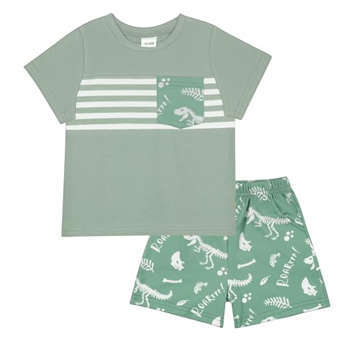 JiuBreeze Toddler Baby Boy Clothes Boys Summer Outfits T-shirt Boy Shorts Set 18 Months-4T (Light Green, 2-3T) — view 2
