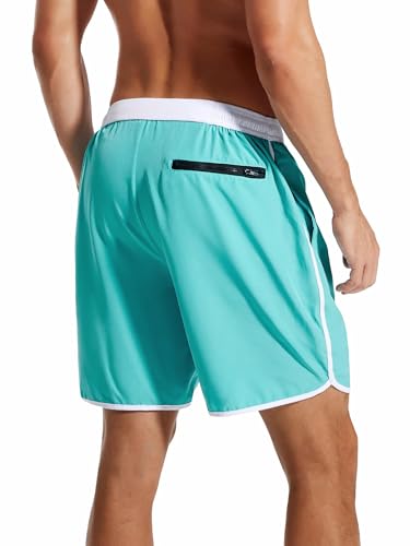 SILKWORLD Mens Swim Trunks Front Zipper Fly Quick Dry Beach Shorts with Compression Liner and Back Zipper Pockets4