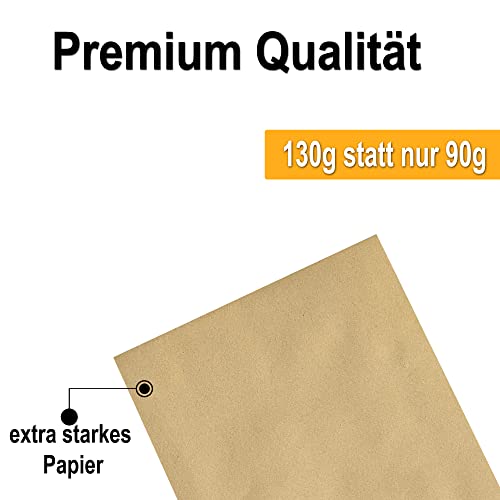 25x Premingo Faltentaschen B4 A4 braun, 250x353mm, 4cm Falte Stehboden, selbstklebend mit Abziehstreifen, 130 g/qm, Faltenversandtaschen Musterbeutel