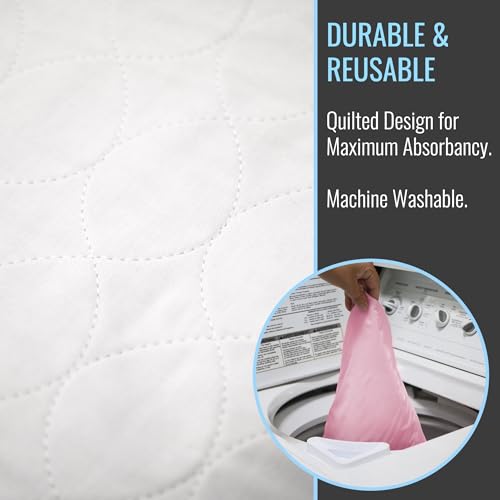 Image of DMI Washable Underpads for Adults, Waterproof and Reusable Bed Pads for Juvenile Incontinence, Caregiving, Nursing, Hospitals, and Home Use, 34″x 36″, 4 Count (Pack of 1)