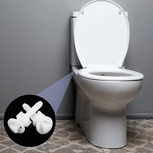 Grevosea 2 Pieces Toilet Seat Screws Replacement White Plastic Toilet Seat Hinge Bolt Screws With Plastic Nuts And Washers(28Mm ) For Top Mount Toilet Seat Hinges #TOP5