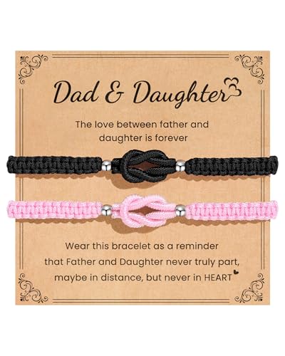 PZXHRY Gifts Dad Daughter Father Daughter Bracelet Fathers Day Valentines Day Christimas Birthday Gifts Daddy Ideas Pink Black