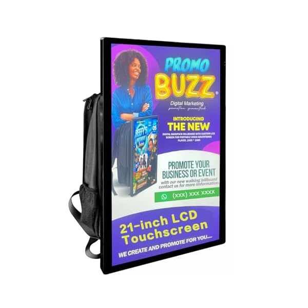 Welaso 21-inch LCD Video Advertising Backpack,1920 * 1080 Resolution Ratio, Human Walking Backpack Digital Billboard (Mobile Version+Touch Screen+4G+32G)