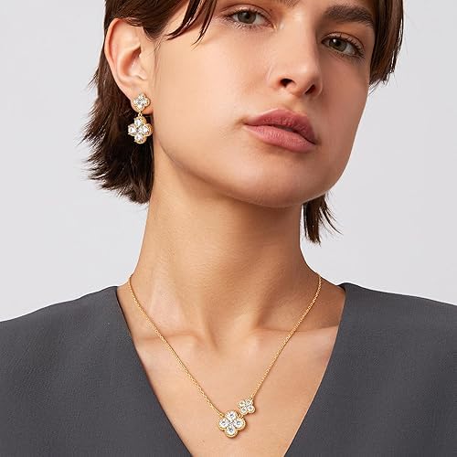 14k Gold Earrings for Women October Birthstone Dangle Clover Earrings for Women, Hypoallergenic Four Leaf Gemstone Drop Earrings Stackable Dainty Jewelry Gift for Mother Mom Wife Girlfriend Trendy - image 5