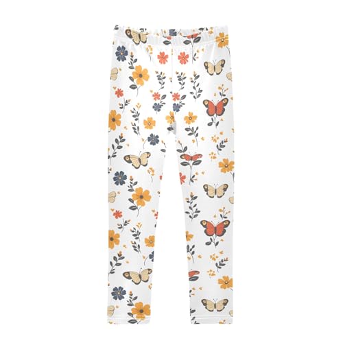 Cute Butterflies Flower A Girls Leggings Athletic Pants Tights Stretch Bottom