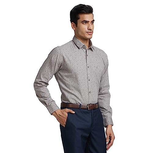 Image of Raymond Men's Pure Cotton Print Pattern Slim Fit Regular Collar Full Sleeve Casual Shirt