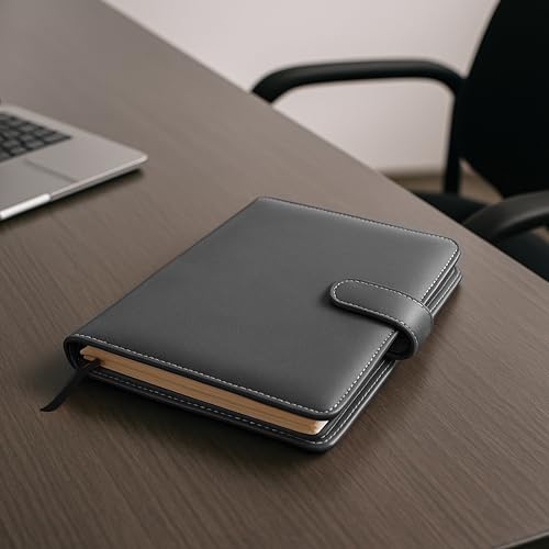 Image of Cubic A5 Foambound Leather Notebook Black | 160 Pages | Soft Cover | Button Closure | Premium Journal for Office, School, Notes, Journaling | Elegant, Durable & Compact Design