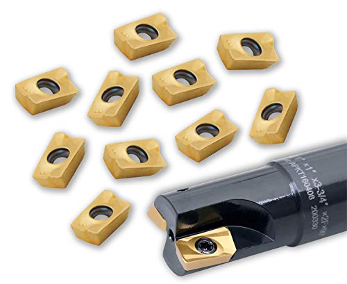 Image of Accusize Industrial Tools 1'' 90 Deg Square Shoulder Indexable End Mill Plus 12 Apkt1604 Carbide Inserts, 0056-0921+0056-1604
