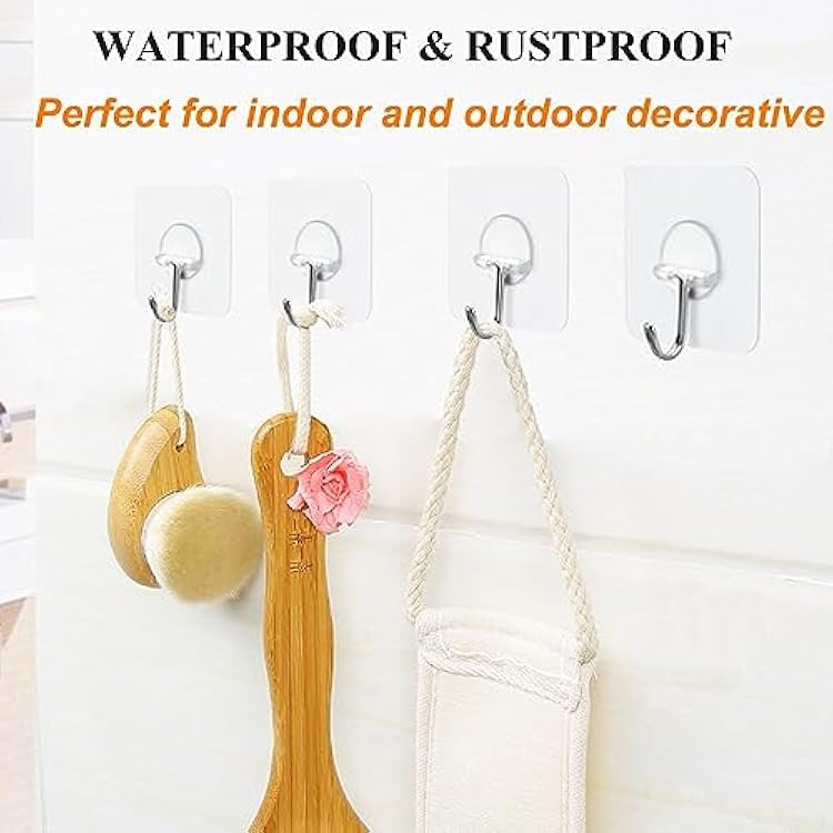 FOTYRIG Adhesive Hooks Heavy Duty, 15lb(Max) 180 Degree Rotating Wall Sticky Hooks for Hanging Wall Hangers Without Nails Seamless Stick on Bathroom Kitchen Office Outdoors-10 Packs