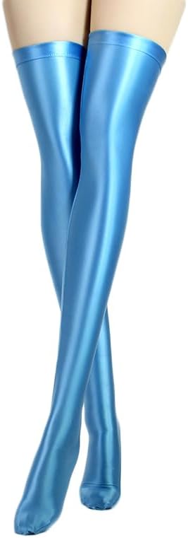 satin glossy solid high oil smooth silk elastic glossy socks non-slip knee length stockings