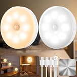 daphomeu 2 Pcs Motion Sensor Lights Indoor USB Rechargeable, Wireless Under Cabinet Kitchen Lights, 3 Modes LED Night Light for Hallway, Stairs, Wardrobe, Kitchen, Counter