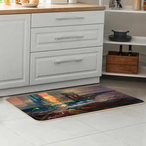 Tapete de cocina de 2 piezas alfombra antideslizante lavable y absorbente para lavadero 7