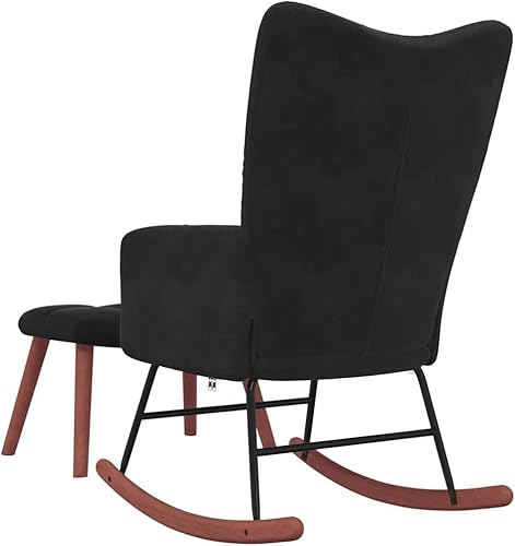 Miniatura 57 de vidaXL Velvet Rocking Chair - Dark Gray - Modern Design - Comfortable Foam Padding - Steel Frame with Solid Rubber Wood Rocking Rails