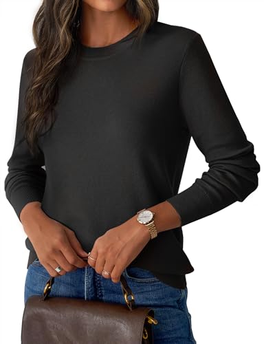 Image of GKBK Women's Wool Blend Sweaters 2026 Fall Fashion Lightweight Business Casual Outfits Long Sleeve Crew Neck Pullover Tops