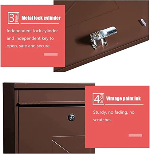 Wall-Mount Mailbox Key Lock Box Lockable Mailbox, Galvanized Steel Safe And Secure Letter Box, Mail Drop & Collection Box With Keys For Outdoor #TOP5
