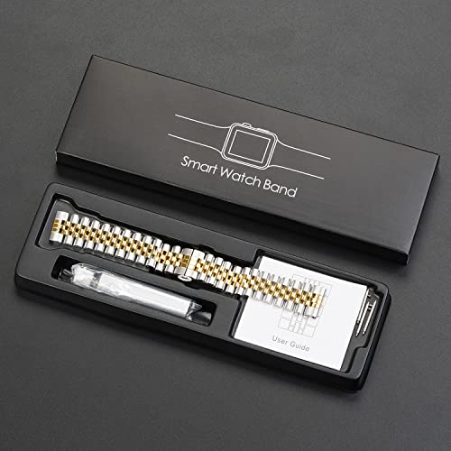 Wolait Compatible with Samsung Galaxy Watch 7 Band 40mm 44mm,Stainless Steel Metal Replacement Band for Galaxy Watch 6 Classic Bands 47mm 43mm/ Galaxy Watch 6/5/4 Band 40mm 44mm,Silver/Gold by Wolait - Image 7