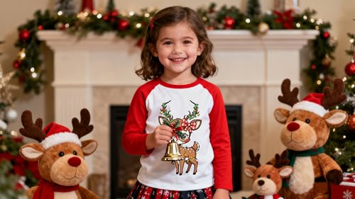 Image of Tkria Boys Girls Christmas Shirts for Kids Deer Monster Truck Excavator T-Shirt Long Sleeve Sweatshirt Toddler Tee Top 2-10T