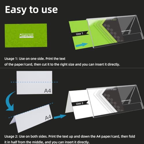 TAPKUA Tisch-Namensschildhalter 30x10,5 cm, 12er Pack Transparenter Tischaufsteller für A4-Papier Doppelseitige Visitenkarten in Dachform Geeignet für Konferenz Hochzeit Schreibtisch (12 Stück)