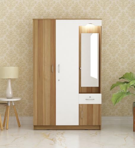 Syntax 3 Door Wardrobe | Engineered Wood Wardrobe with Dressing T...
