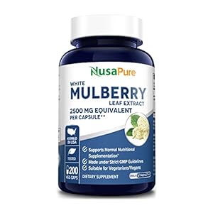 NusaPure White Mulberry Leaf Extract 5,000mg 180 Veggie Caps (Vegetarian, with Bioperine)