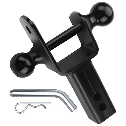 ATV/UTV Dual Ball Trailer Hitch Receiver Hitch Towing Ball Mounts 5000 LBS GTW-Multi Hitch 2 Inch & 1-7/8 Inch Ball Fits 2-inch Receiver 1-inch Rise 3-in-1 ATV/UTV Multi-Hitch with Pin by Beaquicy