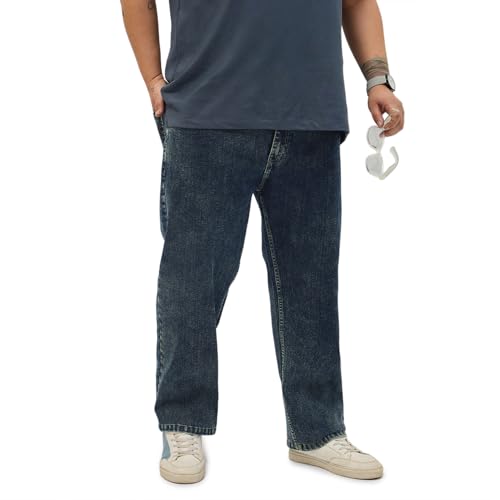 Image of Urbano Plus Men's Regular Fit Heavy Washed Denim Jeans Stretchable