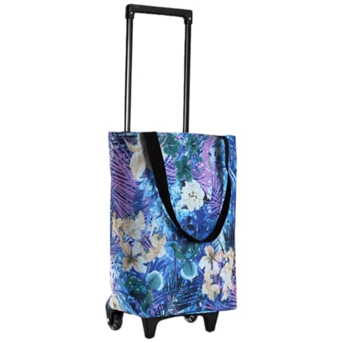 Vzck ショッピングカート 買い物カート 折りたたみ 静音2輪キャスター 大容量 サブバッグ付き 買い物バッグ スーパー アウトドア 家庭用 コンパクト収納 ポケット付き 飛び出し防止 プレゼント 防塵 保冷対応 軽量 台車 家庭用 (フラワースタイル,