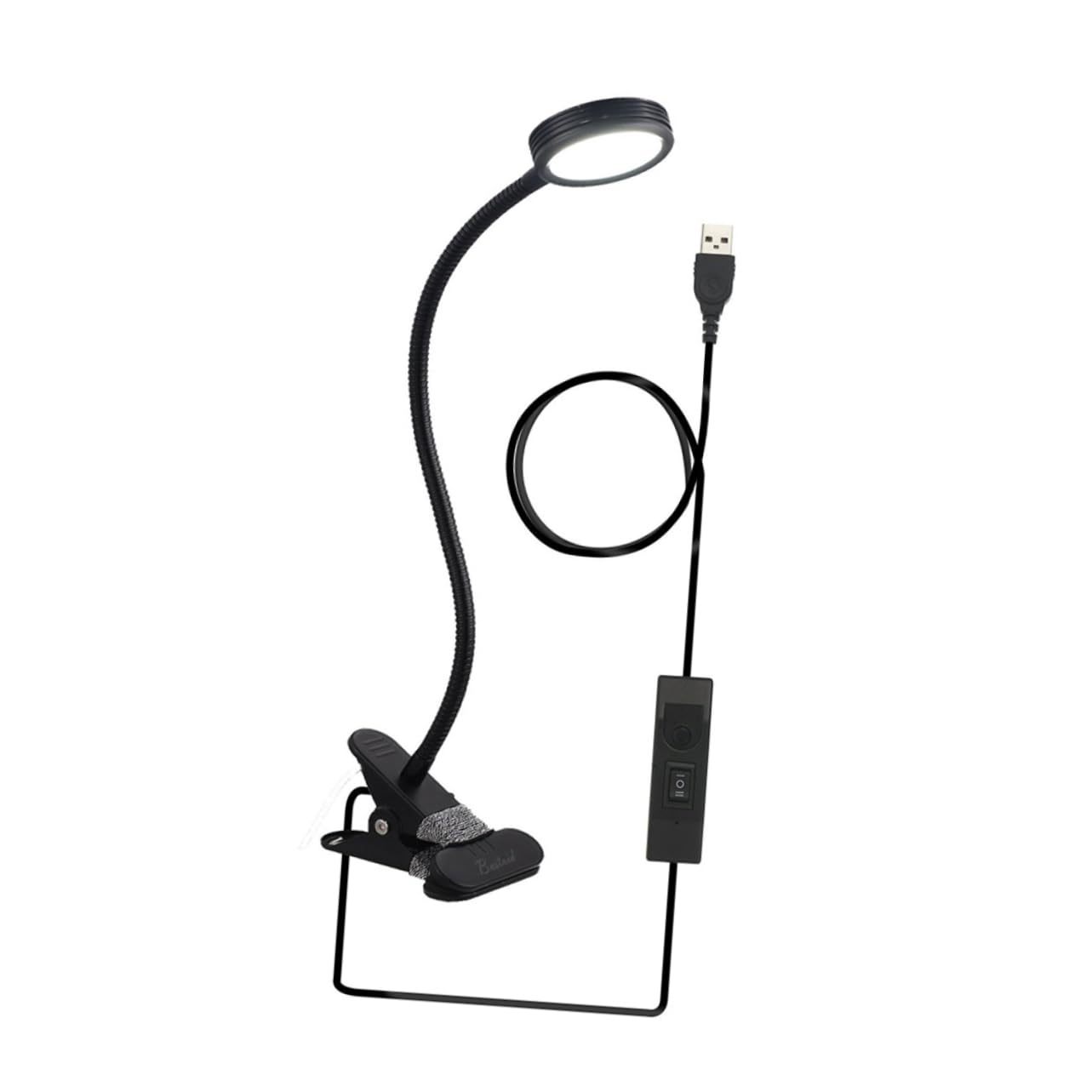 Outanaya LED Clip Book Reading Light Table Lamp with Brightness Modes Powered Bedside Clamp Light for Reading in Bed and Desk Black