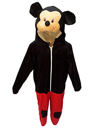 Image of Kaku Fancy Dresses Fleece Mouse Cartoon Costume -For Boys & Girls, Black & Red, 5-6 Years
