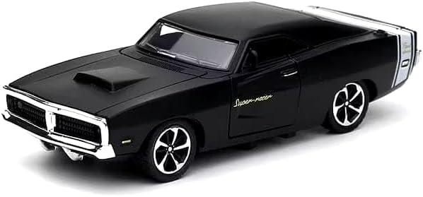 Power Toys TECH - Miniatura Carrinho de ferro Dodge super charger esportivo abre as portas Vintage antigo : Carrinho de Ferro com Portas que Abrem e Pneus de Borracha 1:32 (Preto)