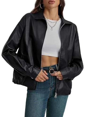 MakeMeChic Women's Faux Leather Shacket...