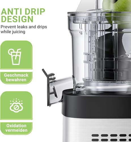 Image of AMZCHEF Cold Press Juicer, Juicers Machines - 3.2 inch Large Feed Chute for Whole Fruits & Vegetables, Stainless Steel Slow Masticating Juice Easy to Clean, Large Auger, Double Strainers