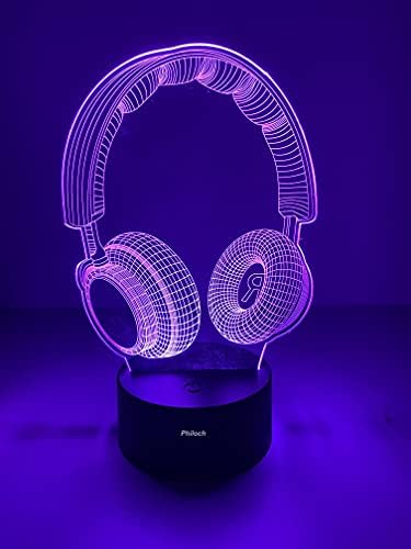 Philoch Headset 3D Night Light, 3D Illusion Lamp LED Table Desk Decor 7 Colors Touch Control USB Powered Party Decoration Lamp for Home Décor Xmas Birthday Gifts
