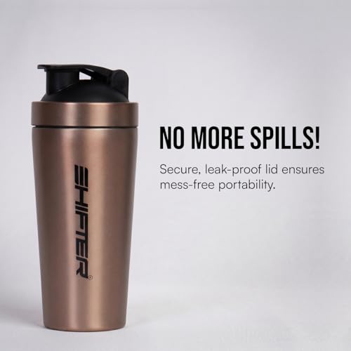 Image of Shifter Stainless Steel Gym Shaker Bottle 750ml | Leakproof Metal Protein Shaker for Men & Women | BPA Free, Odour Resistant, Rust-Free Steel Sipper for Gym, Workout & Sports (BORNZE)