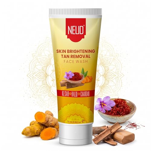 Image of NEUD 125ml Skin Brightening Face Wash for Glowing Skin, Anti Acne Tan Removal Facewash with Kesar, Haldi & Chandan, Gentle Exfoliation For Men & Women