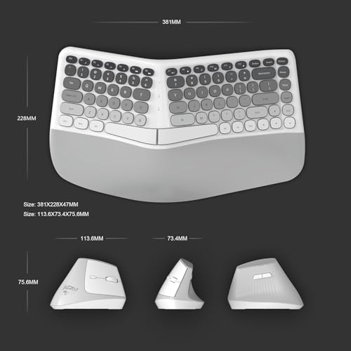 Ergonomic Wireless Keyboard and Mouse Set Creamy Wireless Keyboard Silent Mice Set with Wrist Rest for Computer, Laptop, PC, Mac, Windows - Image 5