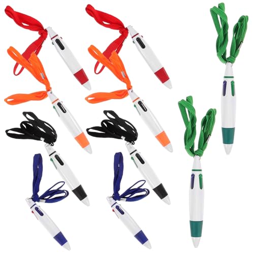 jojofuny 10pcs Multicolor Retractable Ballpoint Pens with Neck Chain for Nurses Office School Home Supplies Fine Workmanship Writing Marking Pens
