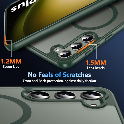 Image of OWKEY for Samsung Galaxy S23 Plus Case 6.6'', Magnetic S23 Plus Case Compatible with Magsafe, [Military Grade Shockproof] Translucent Back Slim Bumper Cover Phone Case Galaxy S23 Plus case, Green