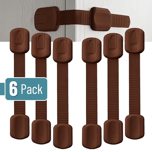 Image of Bates- Child Safety Strap Locks, 6 Pack, Brown, Baby Cabinet Locks