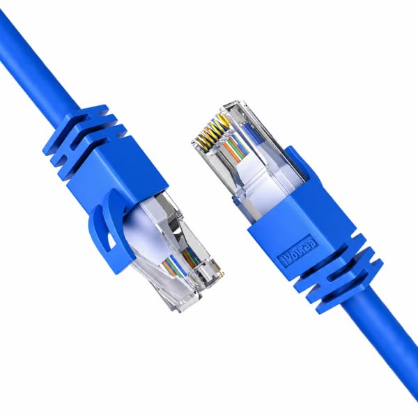 Image of iVoltaa CAT6 Ethernet LAN Cable | 100% Pure Copper UTP RJ45 Patch Cord | Up to 1Gbps High Speed Internet for Router, Modem, PC, Laptop, PS5, Blue - 2ft (0.6m)