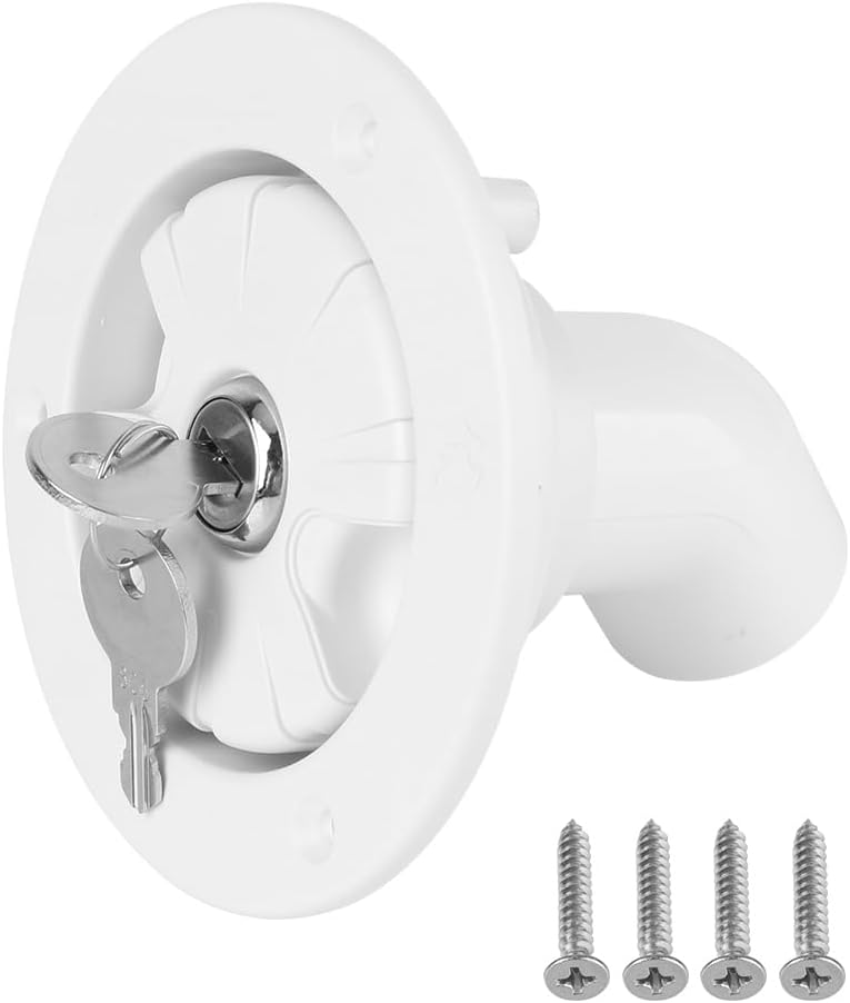 RV Car Accessories Gravity Fresh Water Fill Hatch Inlet Filter Lockable for RV Auto Boat Camper Trailer White Caravan 80mm(White)