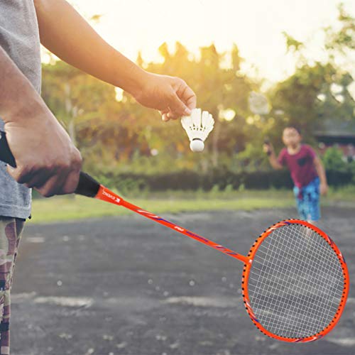 KEVENZ Badminton Racket Set, 2 Carbon Fiber Badminton Racquet, 3 Goose Feather Badminton Birdie, 2 Racket Grip and 1 Carring Bag (Black & Orange) - Thumbnail 7