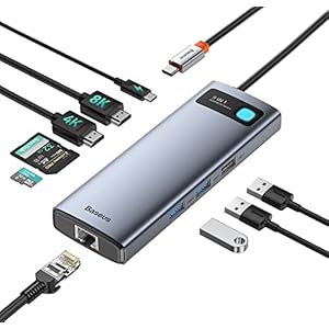 Baseus Laptop Docking Station Dual Monitor 4K@120Hz, 9 in 1 USB C Hub with 2 HDMI, 1000Mbps LAN, 100W PD, 3 USB, SD Card Reader, USB C Dock Compatible with iPhone 15/Mac/Dell/HP/Surface/Steam Deck…